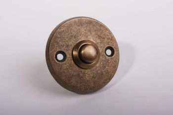 Deurbel rond brons antiek 50mm - beldrukker voor zwakstroom