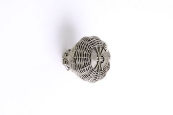 Geweven knop antiek zilver fijne draad 30mm
