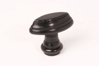 Knop ovaal met randjes zwart ebbenhout 55mm