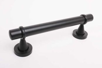 Zwarte deurgreep voor voordeur rond met blinde montage 260mm