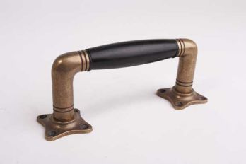 Deur- raam- greep klassiek antiek brons met zwart porselein (ton) 140mm hoog