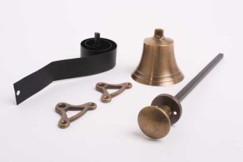 Trekbel klassiek brons antiek met ronde, platte knop en ronde rozet