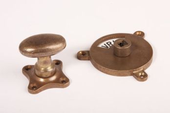 WC sluiting brons antiek kleine ovale knop + rozet 813 zwart/wit