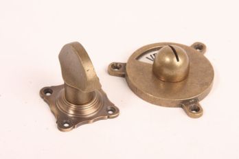 WC sluiting brons antiek platte knop + rozet 159 zwart/wit