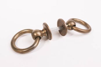Ringkruk per paar voor binnendeur 81mm brons antiek met rozet 55mm