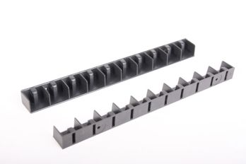 Strip 317mm zwart kunststof 11mm gleuf (o.a. CD formaat) 2 stuks