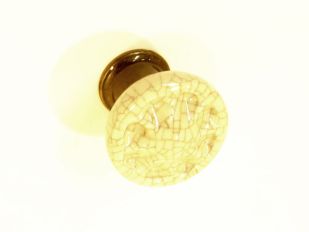 Knop antiek wit krakelee porselein met brons antiek 33mm