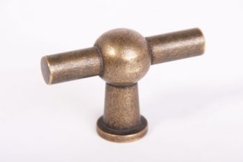 Knop brons antiek chemin de fer 55mm T-vormige kraanknop