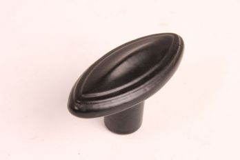 Kastknop voor keuken en meubel gietijzer mat zwart 67mm ovaal
