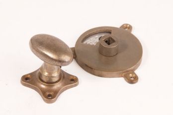 WC sluiting brons antiek kleine ovale knop + vierkante rozet 813