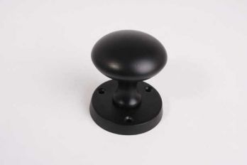 Deurknop rond draaibaar zwart op messing 54mm per paar
